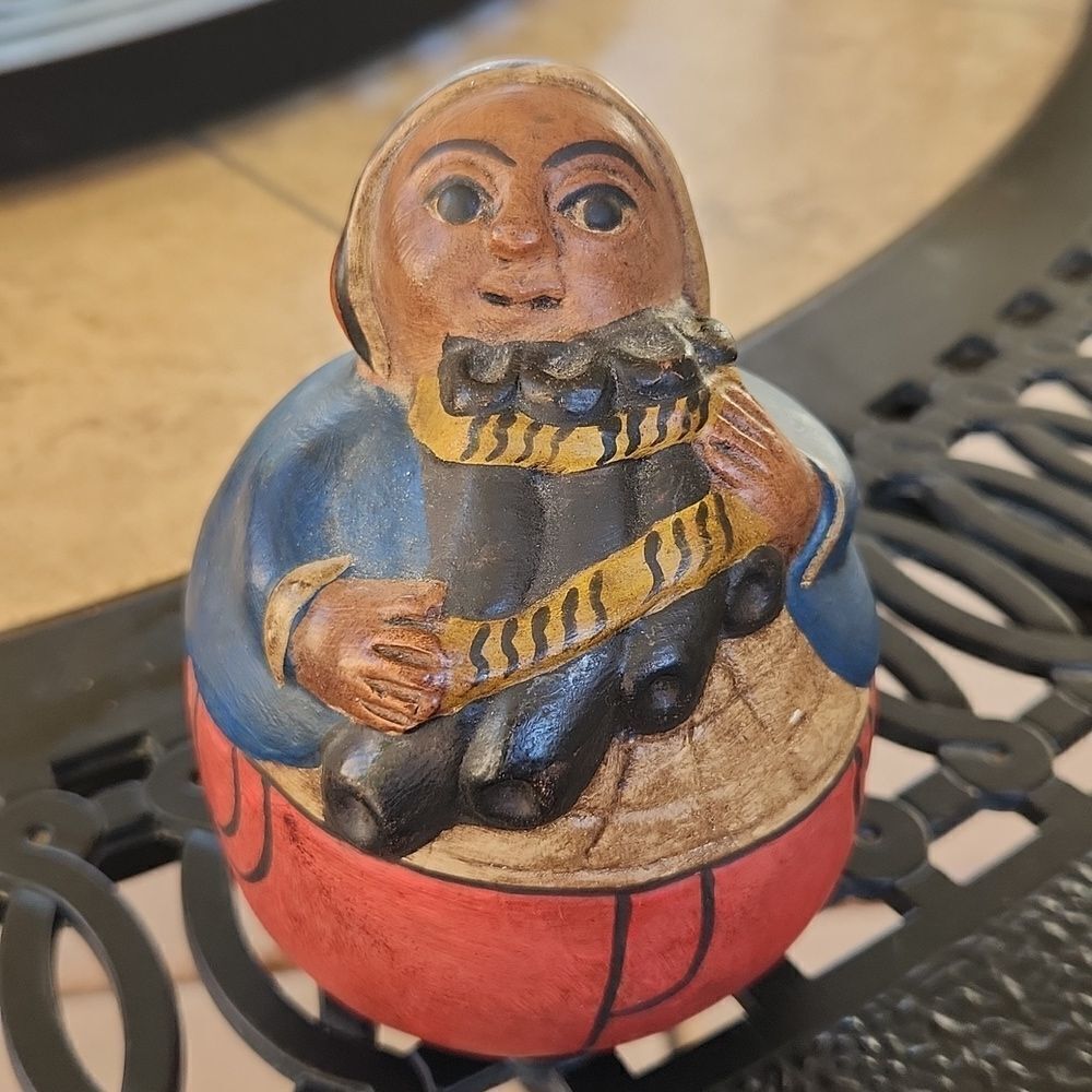 peru woman Peruvian pipes handpainted clay figurine
